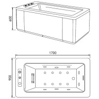 Акриловая гидромассажная ванна 170х90 см Gemy G9253 Black
