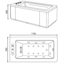 Акриловая гидромассажная ванна 170х90 см Gemy G9253 Black