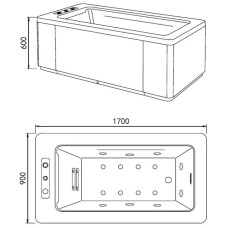 Акриловая гидромассажная ванна 170х90 см Gemy G9253 Black