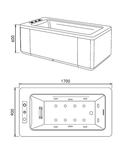 Акриловая гидромассажная ванна 170х90 см Gemy G9253 Black