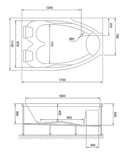 Акриловая ванна Royal Bath Shakespeare 170x110 RB652100SB-L без гидромассажа