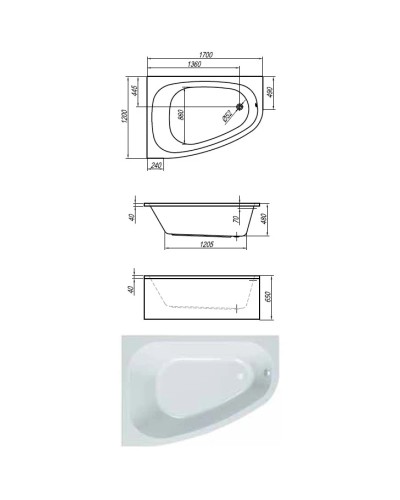 Акриловая ванна 170х120 см D Kolpa San Chad Basis 5013-01