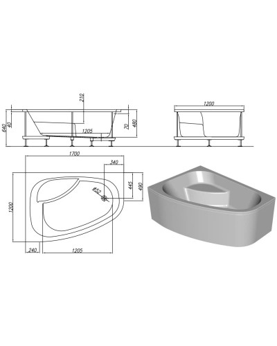Акриловая ванна 170х120 см D Kolpa San Chad/S Basis