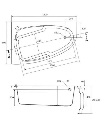 Акриловая ванна Cersanit Joanna 140x90 L 63334 без гидромассажа