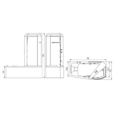 Акриловая ванна со шторкой и душевой системой Orans 170х85 L 9501l00 с гидромассажем