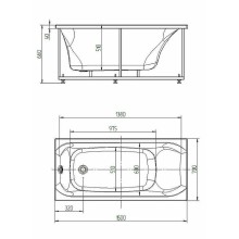 Акриловая ванна Aquatek Альфа 150x70 ALF150-0000031 без гидромассажа с фронтальной панелью с каркасом (разборный) со слив-переливом (слева)