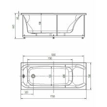 Акриловая ванна Aquatek Альфа 170x70 ALF170-0000047 без гидромассажа с фронтальной панелью с каркасом (разборный) со слив-переливом (слева)