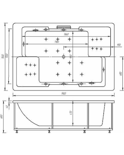 Акриловая ванна Aquatek Дорадо 190х130 DOR190-0000002 без гидромассажа с фронтальной панелью с каркасом (вклеенный) со слив-переливом