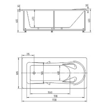 Акриловая ванна Aquatek Леда 170х80 LED170-0000052 без гидромассажа с фронтальной панелью с каркасом (разборный) со слив-переливом (справа)