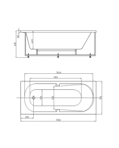Акриловая ванна Aquatek Лея 170x75 LEY170-0000021 без гидромассажа с фронтальной панелью с каркасом (разборный) со слив-переливом (слева)