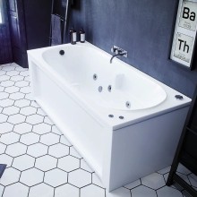 Акриловая ванна Aquatek Лея 170x75 LEY170-0000015 без гидромассажа с фронтальной панелью с каркасом (вклеенный) со слив-переливом (слева)