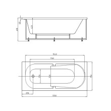Акриловая ванна Aquatek Лея 170x75 LEY170-0000015 без гидромассажа с фронтальной панелью с каркасом (вклеенный) со слив-переливом (слева)