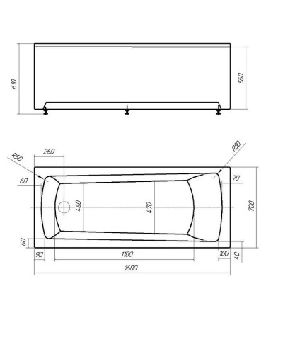Акриловая ванна Aquatek Либра New 160x70 LIB160N-0000006 без гидромассажа без панелей с каркасом (разборный) со слив-переливом (слева)