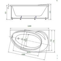 Акриловая ванна Aquatek Бетта 160x97 L BET160-0000027 без гидромассажа с фронтальной панелью с каркасом (разборный) со слив-переливом