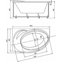 Акриловая ванна Aquatek Бетта 150x95 R BET150-0000058 без гидромассажа с фронтальной панелью с каркасом (разборный) со слив-переливом