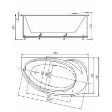 Акриловая ванна Aquatek Бетта 170x97 L BET170-0000083 без гидромассажа с фронтальной панелью с каркасом (вклеенный) со слив-переливом