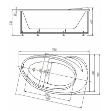 Акриловая ванна Aquatek Бетта 170x97 R BET170-0000100 без гидромассажа с фронтальной панелью с каркасом (разборный) со слив-переливом