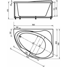 Акриловая ванна Aquatek Альтаир 158x119 R ALT160-0000047 без гидромассажа с фронтальной панелью с каркасом (вклеенный) со слив-переливом