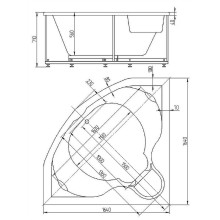 Акриловая ванна Aquatek Сириус 164х164 SIR164-0000002 без гидромассажа с фронтальной панелью с каркасом (вклеенный) со слив-переливом