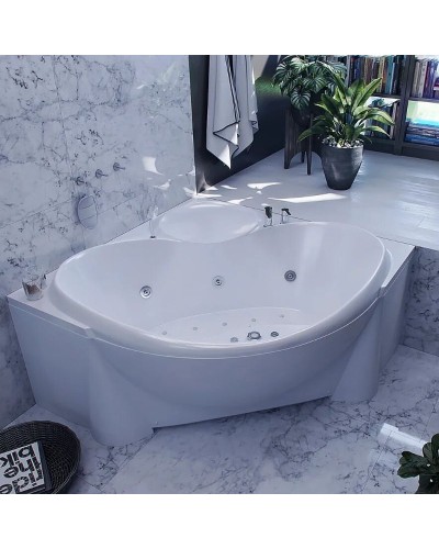 Акриловая ванна Aquatek Эпсилон 150х150 EPS150-0000066 без гидромассажа с фронтальной панелью с каркасом (вклеенный) со слив-переливом