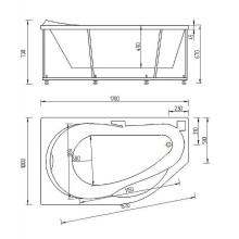 Акриловая ванна Aquatek Таурус 170х100 L TAR170-0000084 без гидромассажа с фронтальной панелью с каркасом (разборный) со слив-переливом