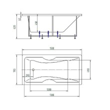 Акриловая ванна Aquatek Феникс 150x75 FEN150-0000029 без гидромассажа с фронтальной панелью с каркасом (разборный) со слив-переливом (слева)