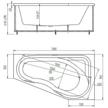 Акриловая ванна Aquatek Медея 170x95 R MED180-0000012 без гидромассажа без панелей с каркасом (вклеенный) со слив-переливом