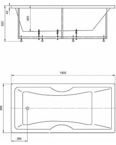 Акриловая ванна Aquatek Феникс 180x85 FEN180-0000069 без гидромассажа с фронтальной панелью с каркасом (разборный) со слив-переливом (слева)