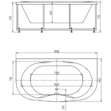 Акриловая ванна Aquatek Мелисса 180х95 MEL180-0000011 без гидромассажа с фронтальной и боковыми панелями с каркасом (разборный) со слив-переливом