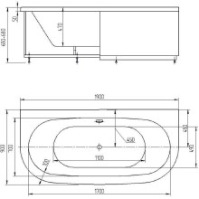 Акриловая ванна Aquatek Морфей 190х90 MOR190-0000014 без гидромассажа с фронтальной и торцевыми панелями с каркасом (разборный) со слив-переливом