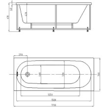 Акриловая ванна Aquatek Оберон 170х70 OBR170-0000038 без гидромассажа с фронтальной панелью с каркасом (вклеенный) со слив-переливом (слева)