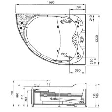 Акриловая гидромассажная ванна 170х133 см R Gemy G9086 B R