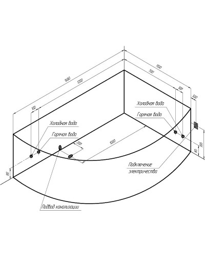 Акриловая ванна Radomir Vannesa Алари 168x120 L 2-77-2-1-0-218 с гидромассажем Актив Хром