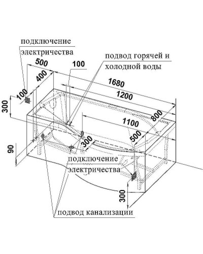 Акриловая ванна Radomir Vannesa Миранда 168х95 R 2-77-2-2-0-209 с гидромассажем Актив Хром