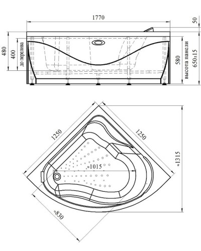 Акриловая ванна Radomir Vannesa Альтея 125x125 2-76-2-0-0-219 с гидромассажем Баланс Хром