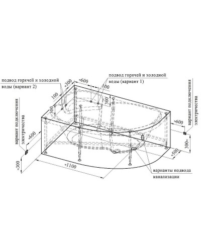 Акриловая ванна Radomir Vannesa Ирма 160х105 L 2-76-2-1-9-229 с гидромассажем Баланс Хром