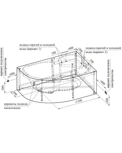 Акриловая ванна Radomir Vannesa Ирма 160х105 R 2-76-2-2-9-229 с гидромассажем Баланс Хром