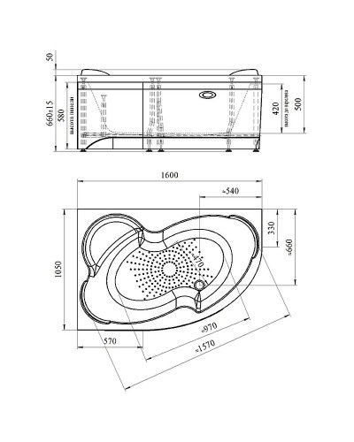 Акриловая ванна Radomir Vannesa Ирма 160х105 R 2-76-2-2-9-229 с гидромассажем Баланс Хром