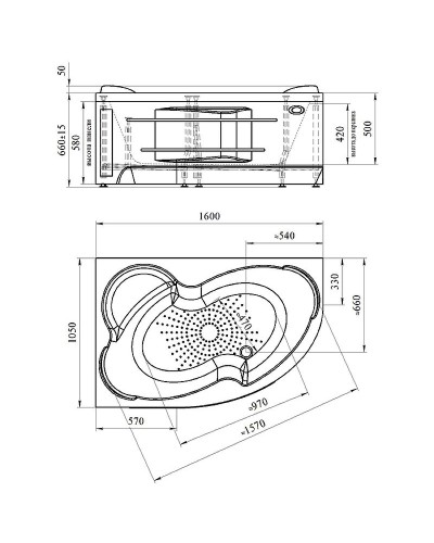 Акриловая ванна Radomir Vannesa Ирма 160х105 R 2-76-2-2-0-229 с гидромассажем Баланс Хром