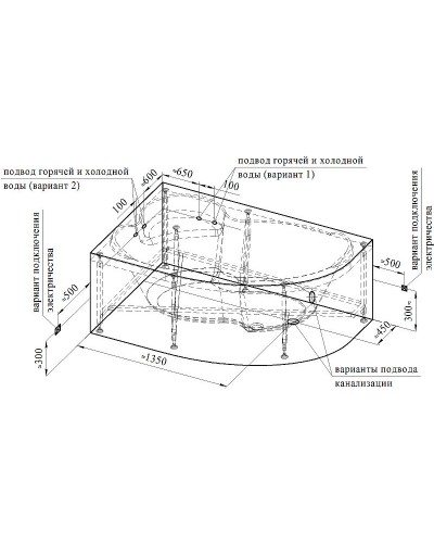 Акриловая ванна Radomir Vannesa Ирма 169х110 L 2-75-2-1-9-217 с гидромассажем Классик Хром
