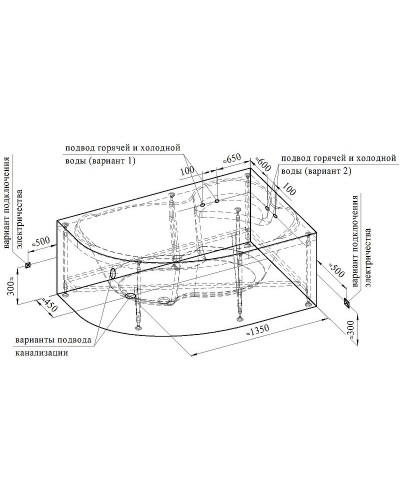 Акриловая ванна Radomir Vannesa Ирма 169х110 R 2-76-2-2-9-217 с гидромассажем Баланс Хром