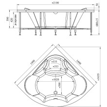 Акриловая ванна Radomir Vannesa Сандра 149х149 2-76-2-0-0-221 с гидромассажем Баланс Хром
