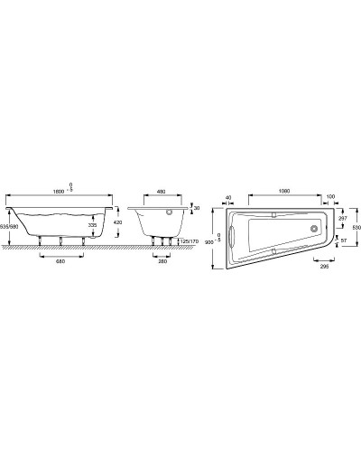 Акриловая ванна Jacob Delafon Odeon Up 160x90 L E6065RU-00 без гидромассажа