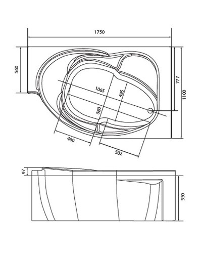 Акриловая ванна Marka One Ergonomika 158-175x110 R 01эрг17511п без гидромассажа