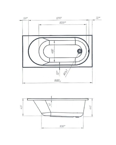 Акриловая ванна Marka One Atlas 150х70 01атл1570 без гидромассажа