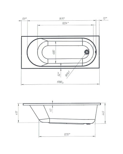 Акриловая ванна Marka One Atlas 170х70 01атл1770 без гидромассажа