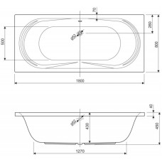 Акриловая ванна 180х80 см Cezares Amalfi AMALFI-180-80-45