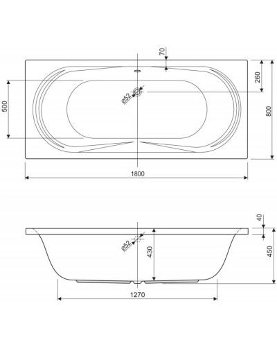 Акриловая ванна 180х80 см Cezares Amalfi AMALFI-180-80-45