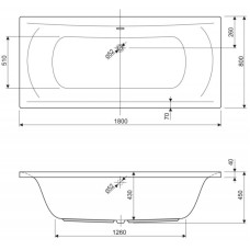 Акриловая ванна 180х80 см Cezares Arena ARENA-180-80-45