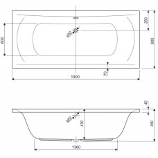 Акриловая ванна 190х90 см Cezares Arena ARENA-190-90-45
